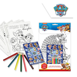 Vymaovnka set s pastelkami a samolepkami Paw patrol