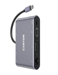USB rozboova-HUB, USB-C/USB 3.0/HDMI/VGA/Ethernet/audio, CANYON 