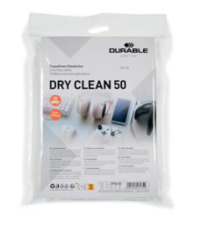 istiace utierky na monitory, 50 ks, DURABLE "DRY CLEAN 50", biela