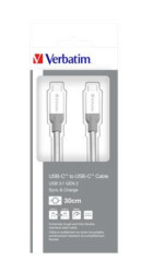 USB kbel, USB-C 3.1 - USB-C , 30 cm, VERBATIM, strieborn