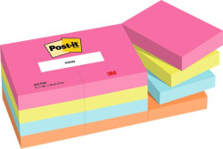 Samolepiaci bloek, 38x51 mm, 12x100 listov, 3M POSTIT "Poptimistic", mix farieb