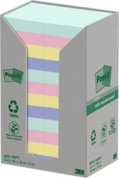 Samolepiaci bloek, 38x51 mm, 24x100 listov, ekologick, 3M POSTIT "Nature", mix pastelovch farieb