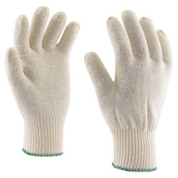 Ochrann rukavice, pleten, bavlna, vekos: 7, biele