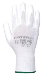 Montne rukavice, na dlani namoen do polyuretnu, vekos: 9, biele