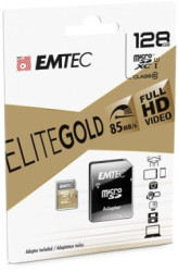 Pamov karta, microSDXC, 128GB, UHS-I/U1, 85/20 MB/s, adaptr, EMTEC "Elite Gold"