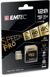Pamov karta, microSDXC, 128GB, UHS-I/U3/V30/A2, 100/95 MB/s, adaptr, EMTEC "SpeedIN"