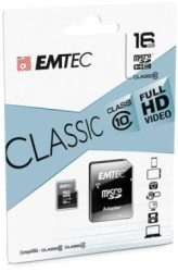 Pamov karta, microSDHC, 16GB, CL10, 20/12 MB/s, adaptr, EMTEC 