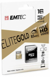 Pamov karta, microSDHC, 16GB, UHS-I/U1, 85/20 MB/s, adaptr, EMTEC "Elite Gold"