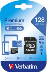 Pamov karta, microSDXC, 128GB, CL10/U1, 90/10 MB/s, s adaptrom, VERBATIM 