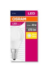 LED iarovka, E14, mal gua, P45, 5,7W, 470 lm, 2700K (MF), OSRAM "Value"