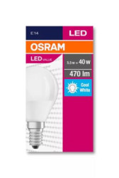 LED iarovka, E14, mal gua, P45, 5,7W, 470 lm, 4000K (HF), OSRAM "Value"