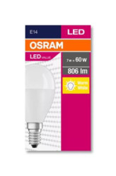 LED iarovka, E14, mal gua, P48, 8W, 806 lm, 2700K (MF), OSRAM "Value"