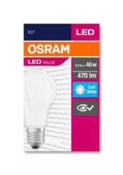 LED iarovka, E27, gua, A60, 5W, 470lm, 4000K (HF), OSRAM "Value"