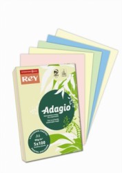 Koprovac papier, farebn, A4, 80 g, 5x100 listov, REY "Adagio", mix pastelovch farieb