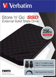SSD (extern pam), 256GB, USB 3.2 VERBATIM "Store n Go", ierna