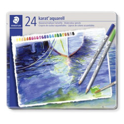 Akvarelov ceruzky, sada, eshrann, plechov krabika STAEDTLER "Karat aquarell 125", 24 rznych farieb