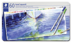 Akvarelov ceruzky, sada, eshrann, plechov krabika, STAEDTLER "Karat aquarell 125", 60 rznych farieb