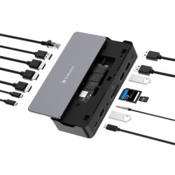 Dokovacia stanica, 15 port, USB-C host, monos rozrenia pomocou SSD disku, VERBATIM "USB-C Pro CDS-15S"