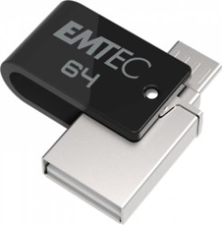 USB k, 64GB, USB 2.0, USB-A/microUSB, EMTEC "T260B Mobile&Go"