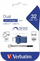 USB k, 32GB, USB 3.2+USB-C adapter, VERBATIM 