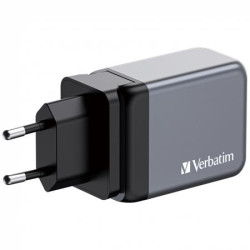 Sieov nabjaka, 2xUSB-C PD (65W), USB-A QC 3.0, EU/UK/US, GaN, VERBATIM