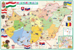 Podloka na stl, "Administratva Maarska/Geografick mapa - Magyaro. kzigaz./domborzata" gyerekeknek - vrobok v MJ